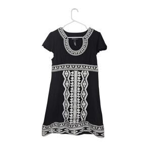 INC Petite Embroidery Black Flutter Short Sleeve Knit Dress Size Medium Stretch